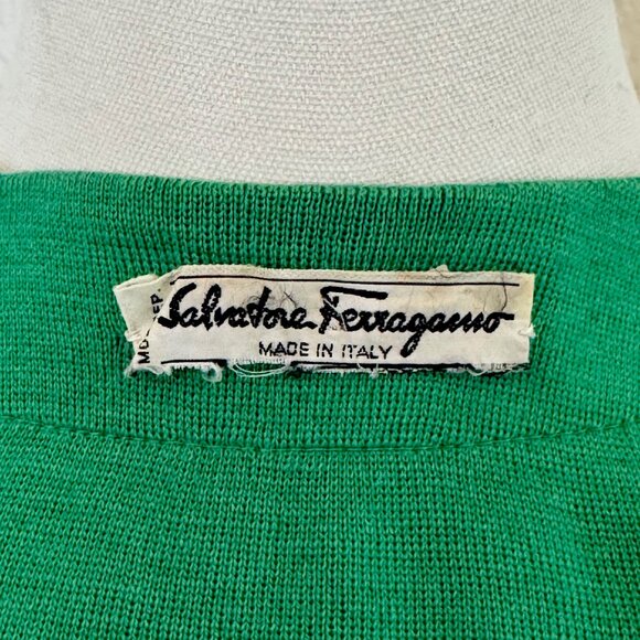 Vintage Salvatore Ferragamo Gold Button Front Cardigan - Picture 2 of 14